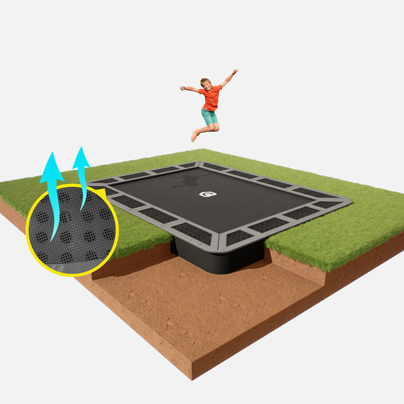 11ft x 8ft rectangle in ground trampoline 