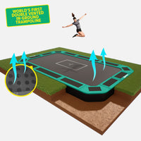 17ft x 10ft rectangle in ground trampoline green Thumbnail