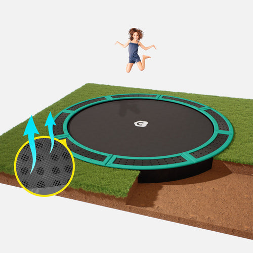 12ft round in ground trampoline green