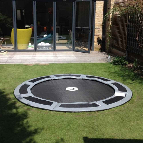 8ft in-ground trampoline in small backyard